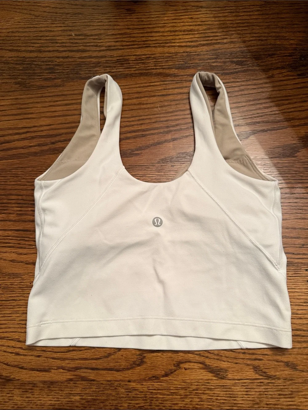 Lululemon White Longline Sports Bra Built In Cups V Neck Racerback
